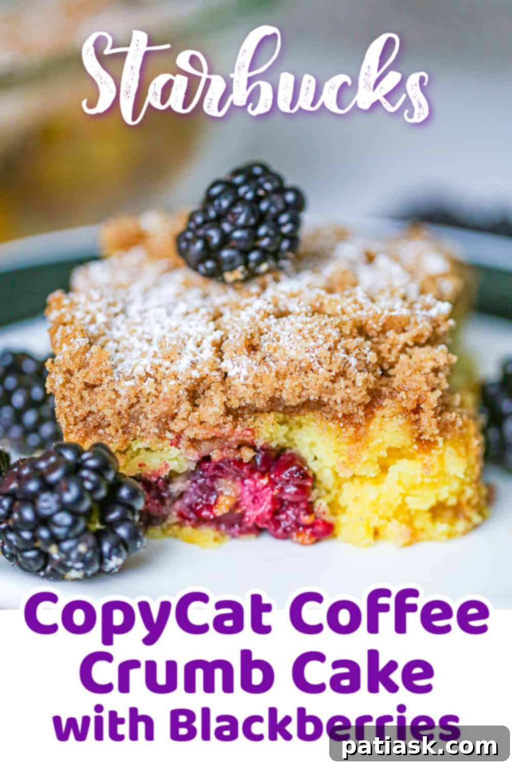 The Ultimate Coffee Shop Crumb Cake Recipe 10 full starbucks crumb coffee cake with blackberries in a pan