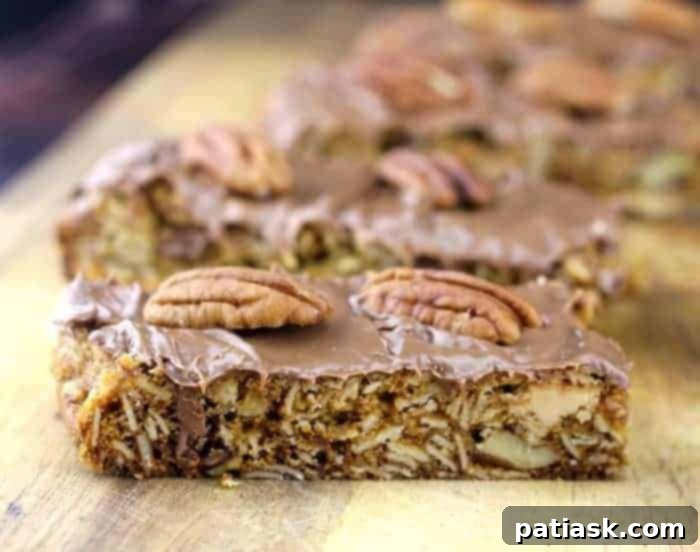 Decadent Caramel Pecan Chocolate Oat Squares 3 Caramel Pecan Chocolate Chip Oat Cookie Bars with a drizzle of melted caramel