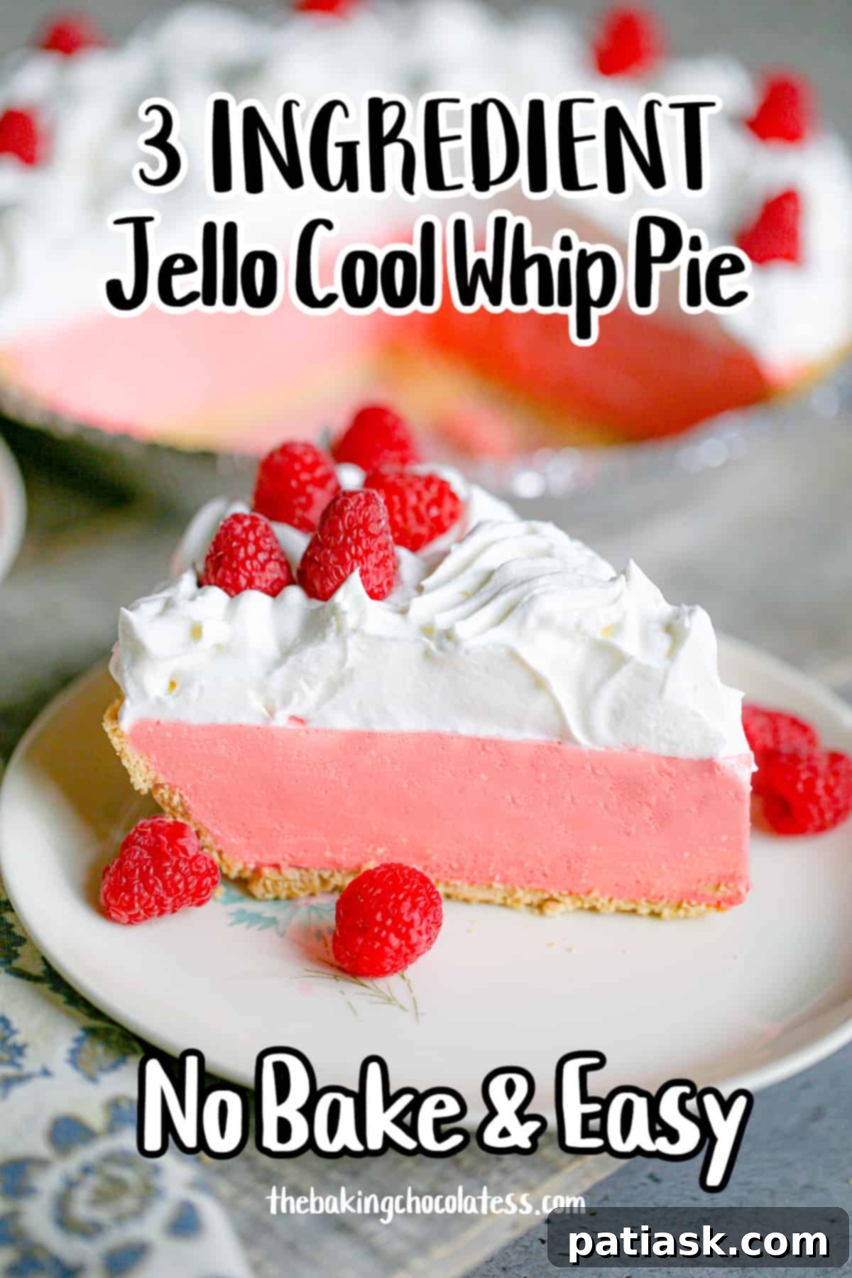 Easy 3 Ingredient Jello Cool Whip Pie 14 Overhead view of a prepared Jello Cool Whip Pie