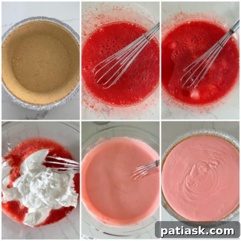 Easy 3 Ingredient Jello Cool Whip Pie 6 Step-by-step tutorial image for making Jello Cool Whip Pie