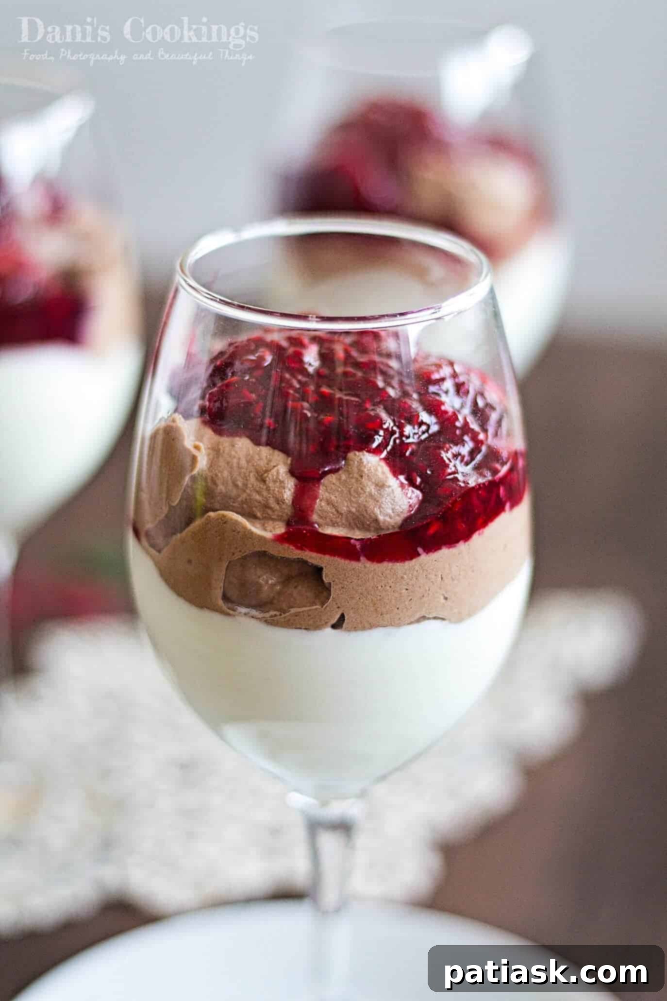 mousse with raspberry sauce