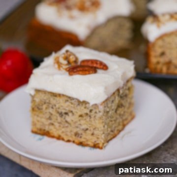 Heavenly Banana Snack Cake with Cream Cheese Frosting 11 Banana Snack Cake with Cream Cheese Frosting