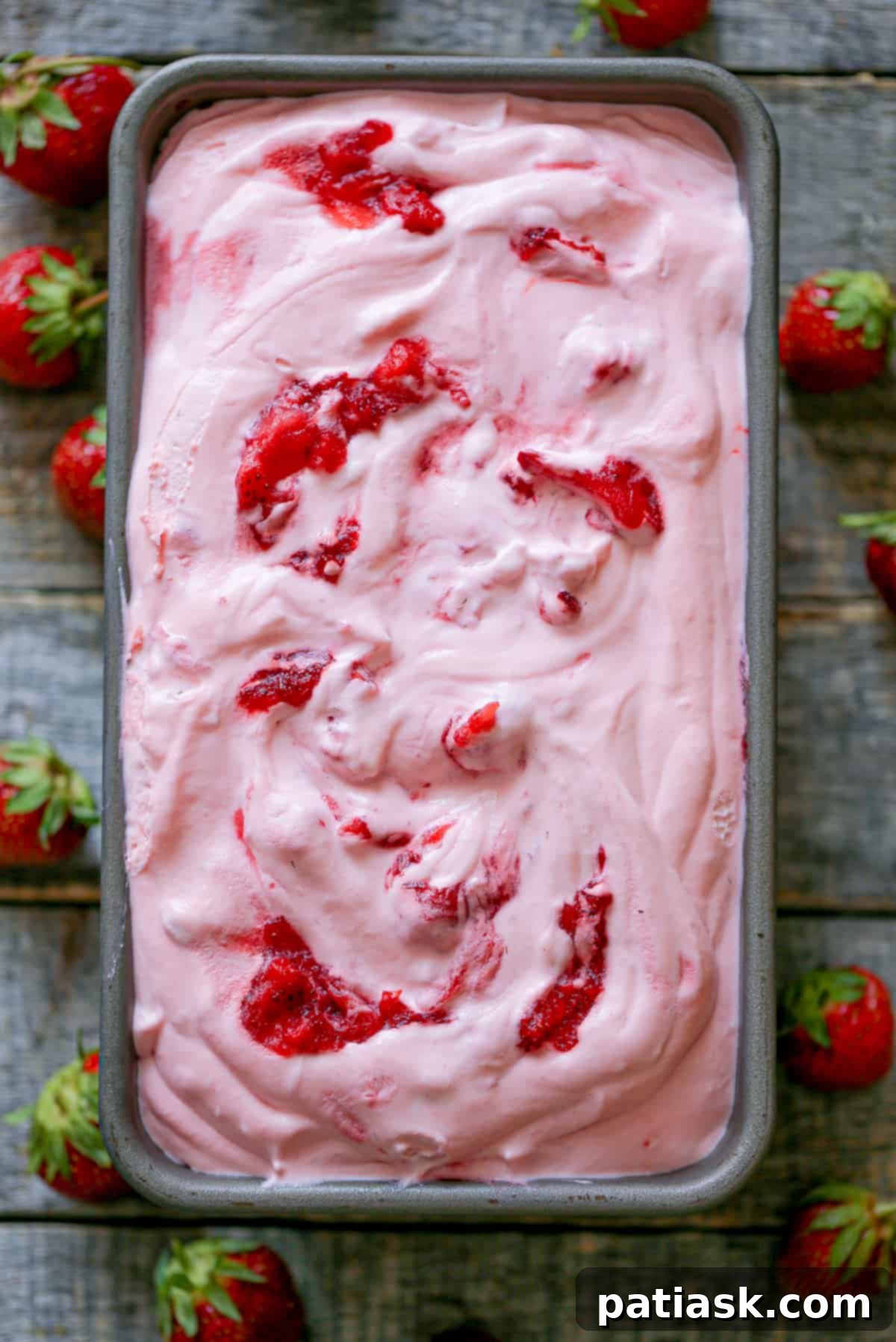 Effortless Strawberry Bliss: No-Churn Ice Cream 9 Scoops of Homemade No Churn Strawberry Ice Cream