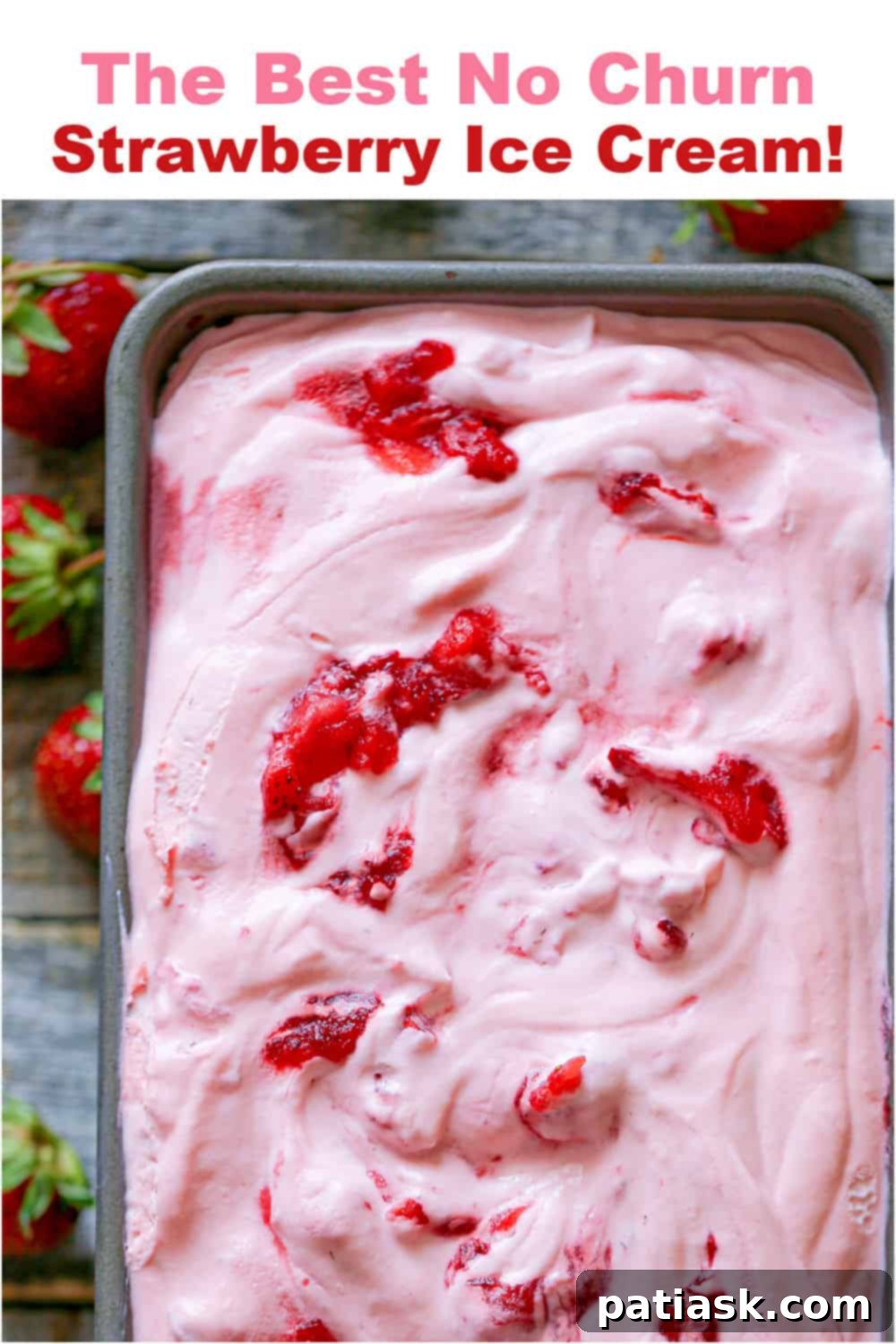 Effortless Strawberry Bliss: No-Churn Ice Cream 10 Easiest No Churn Strawberry Ice Cream served with fresh strawberries
