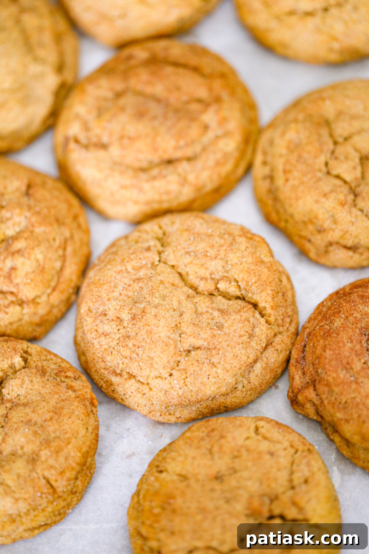 Plate of pumpkin snickerdoodle cookies with a fork and autumn decorations