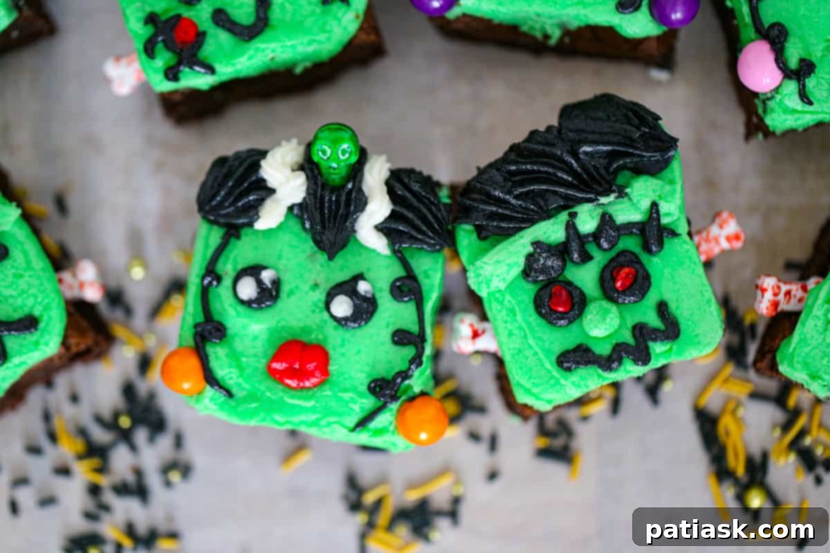 Bride and Bolt Brownies 2 halloween monster frankenstein brownies buttercream frosting recipe