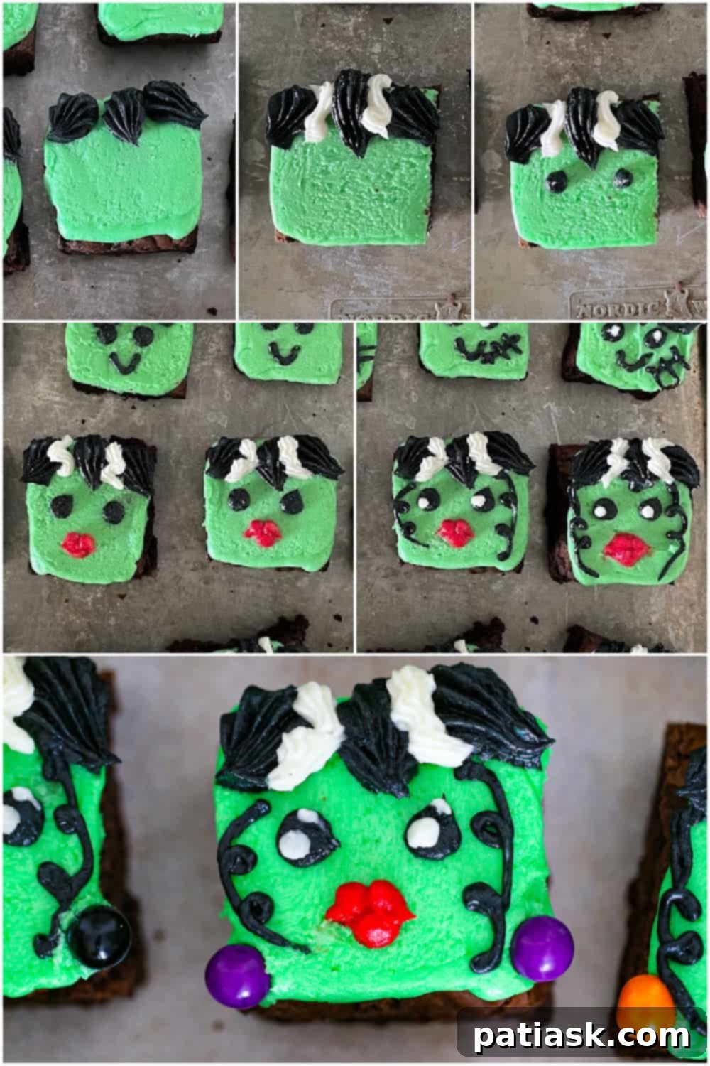 Bride and Bolt Brownies 7 halloween monster frankenstein brownies buttercream frosting recipe