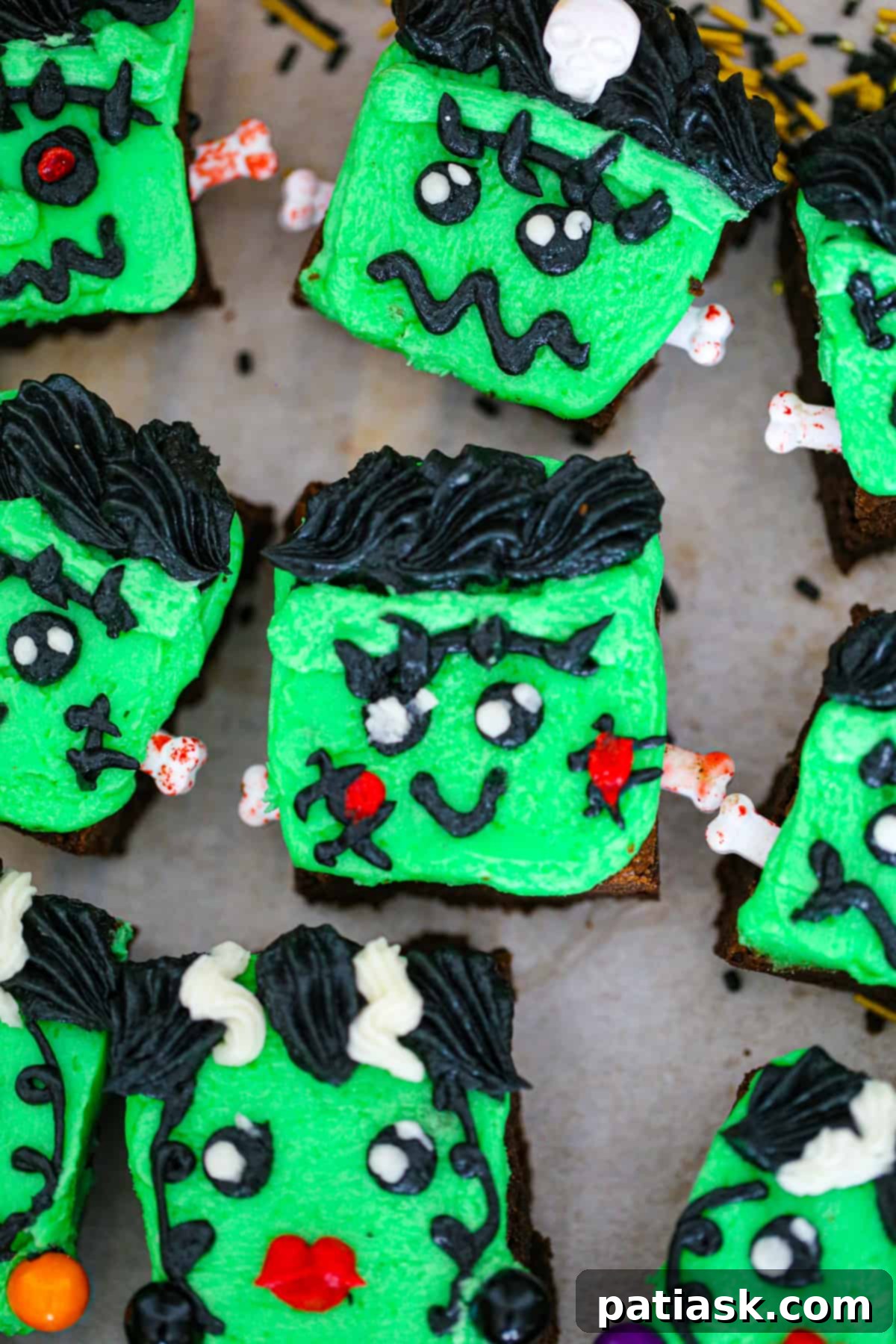 Bride and Bolt Brownies 3 halloween monster frankenstein brownies buttercream frosting recipe
