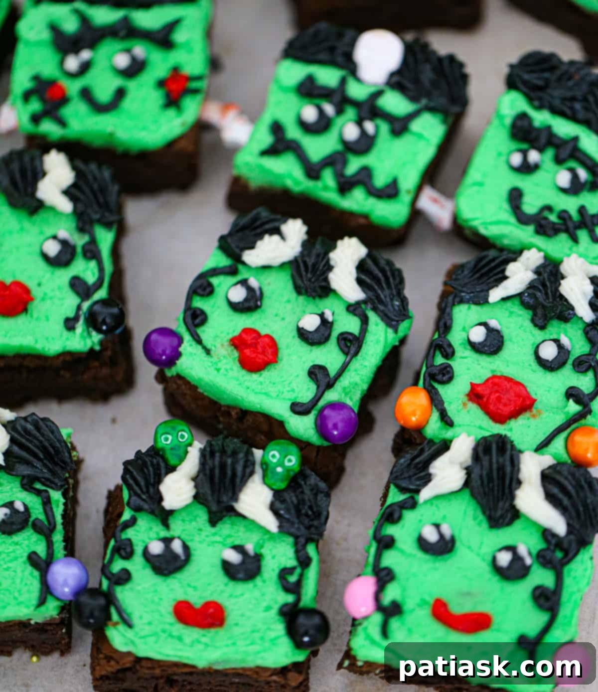Bride and Bolt Brownies 4 halloween monster frankenstein brownies buttercream frosting recipe