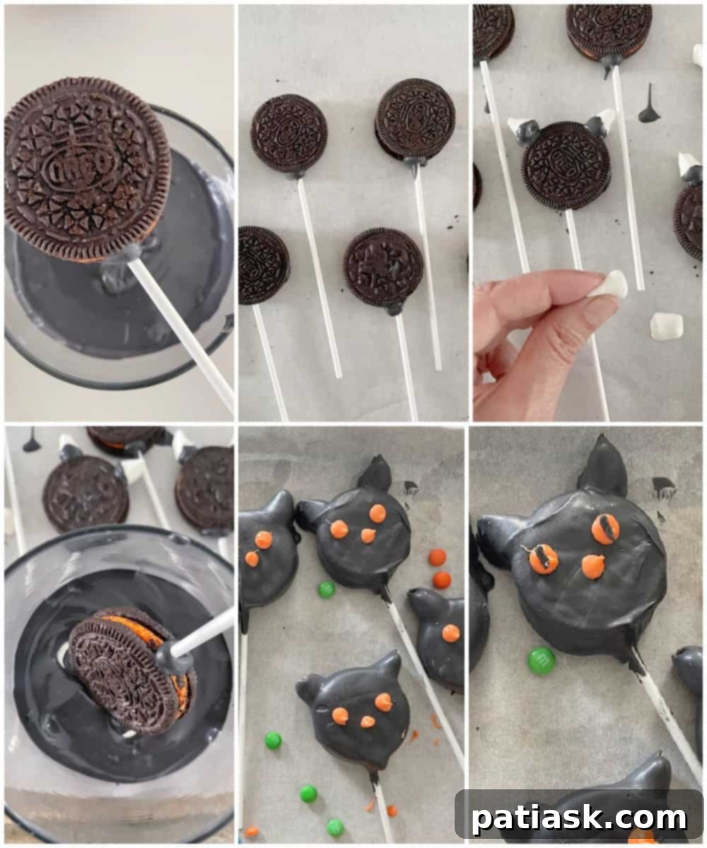 Spooktacular Oreo Pops 5 black cat tutorial halloween oreos cookie pops recipe