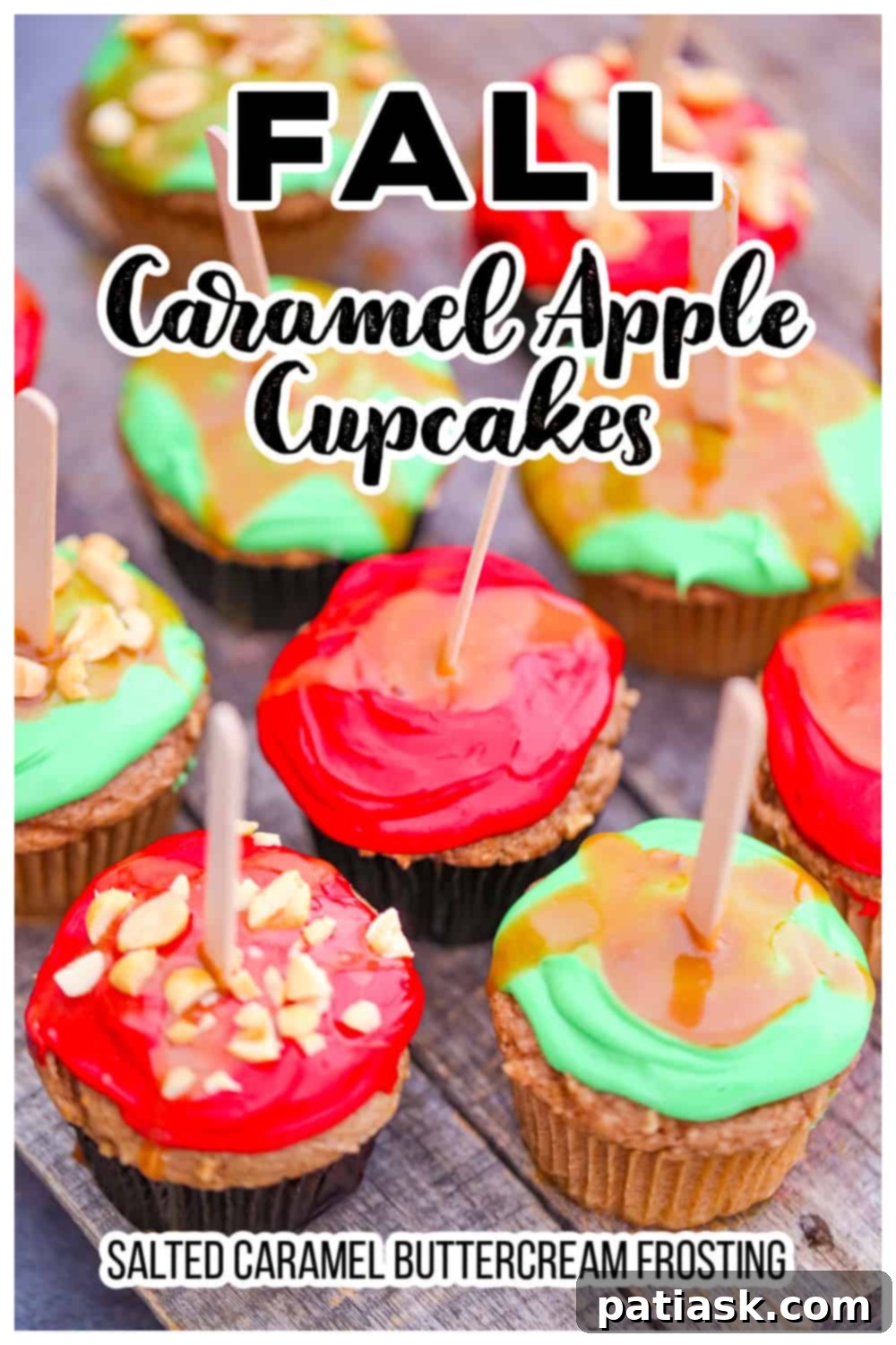 Close-up of a beautifully decorated Caramel Apple Cupcake
