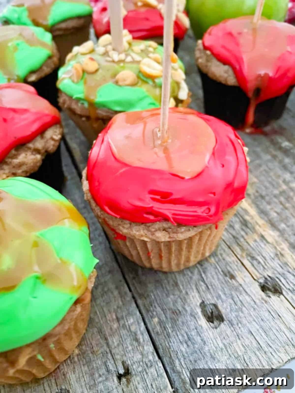 Ingredients for homemade Caramel Apple Cupcakes with salted caramel frosting