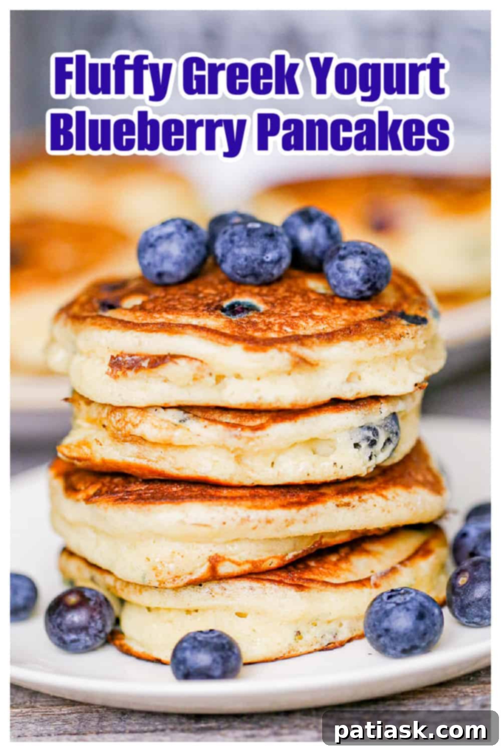 Close-up of fluffy pancakes with toppings