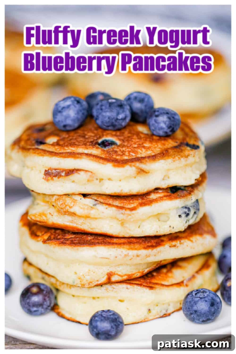 Fluffy Greek Yogurt Blueberry Pancakes