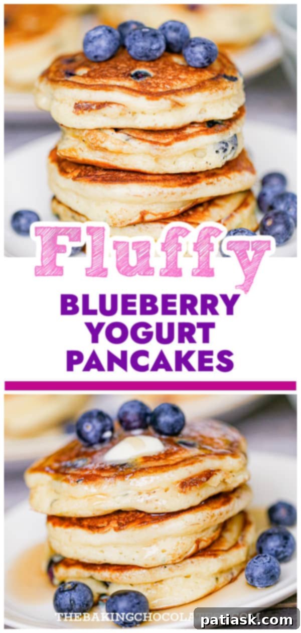 Fluffy Greek Yogurt Blueberry Pancakes
