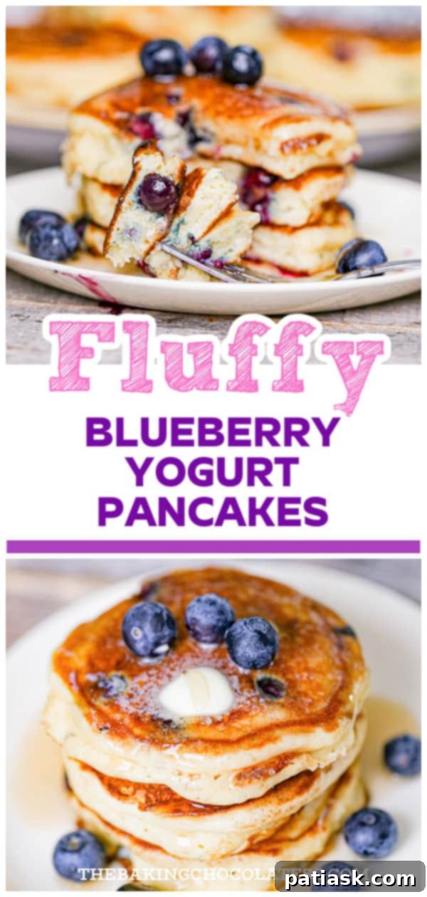 Fluffy Greek Yogurt Blueberry Pancakes