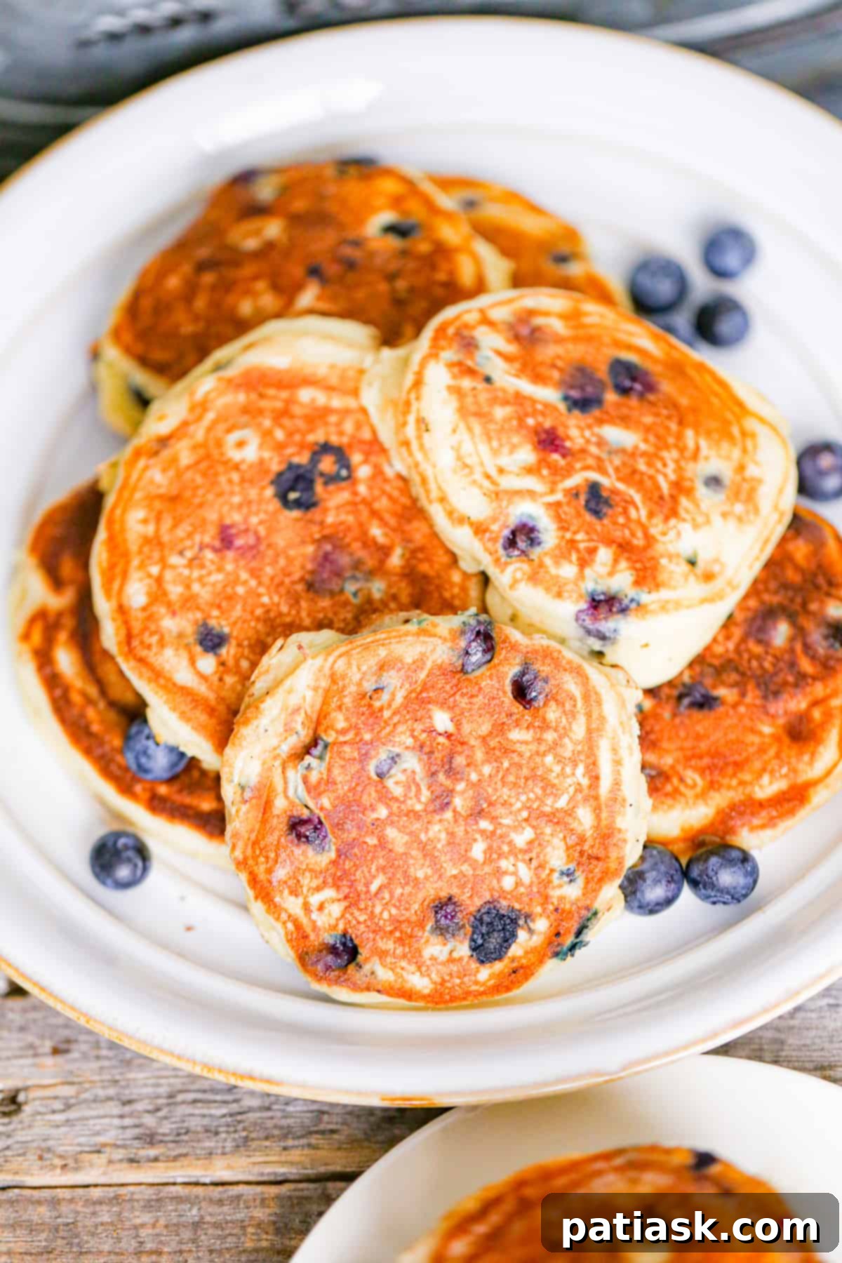 Delicious Fluffy Greek Yogurt Blueberry Pancakes Stack