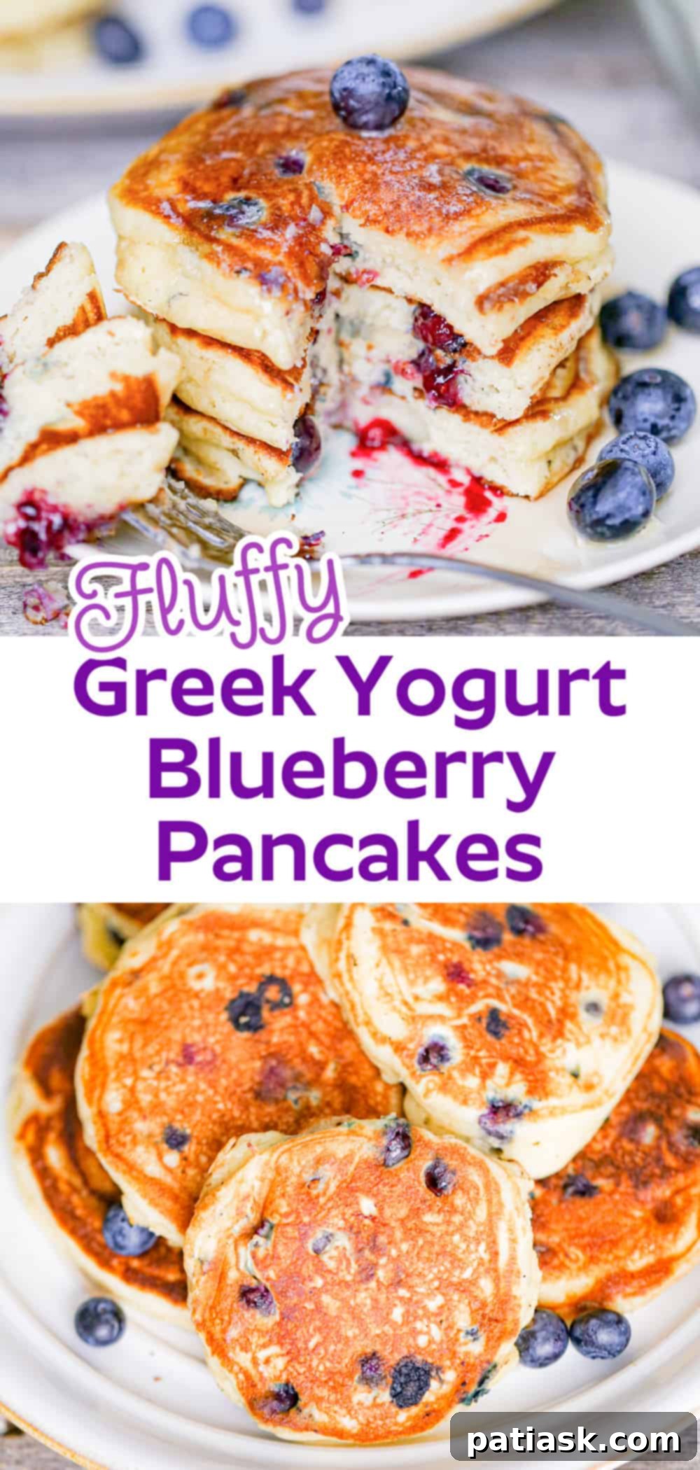 Fluffy Greek Yogurt Blueberry Pancakes