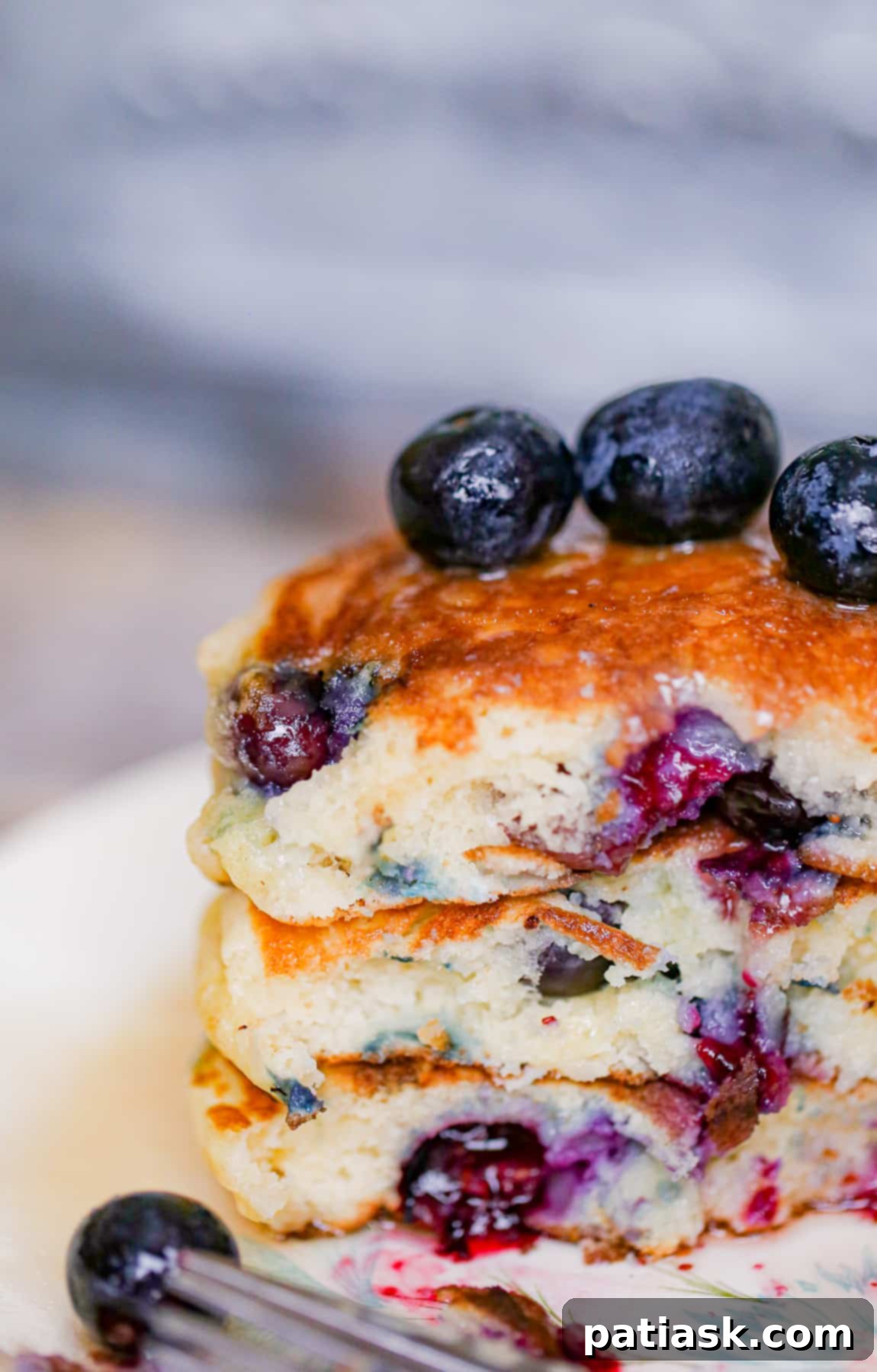 Preparing Fluffy Greek Yogurt Blueberry Pancakes
