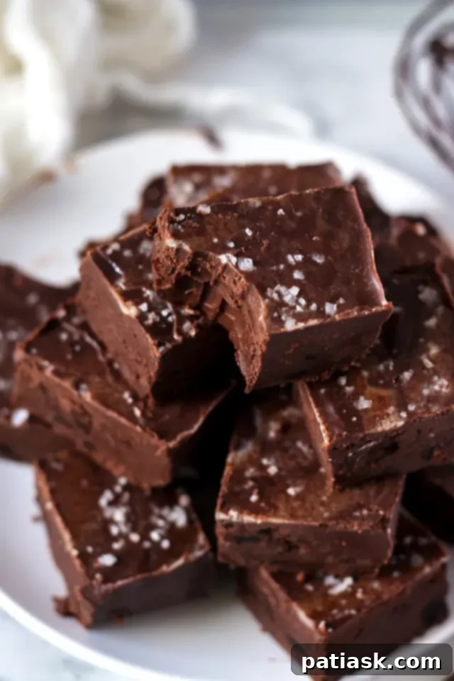 Decadent Vegan Chocolate Fudge sprinkled with sea salt