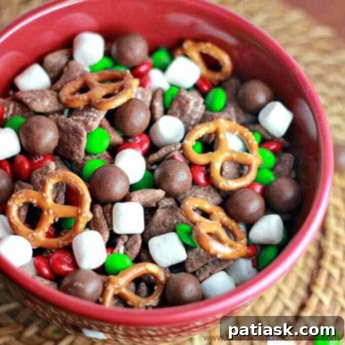 Santa's Reindeer Chow, a delicious chocolate muddy buddies snack