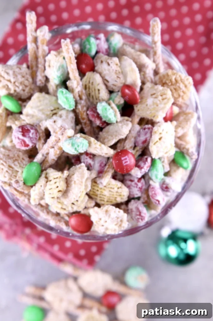 Festive White Trash or Junk Mix, a favorite sweet and salty holiday snack