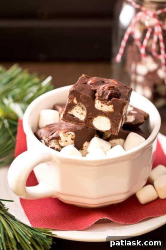 Decadent Hot Chocolate Fudge with marshmallows, resembling a warm drink