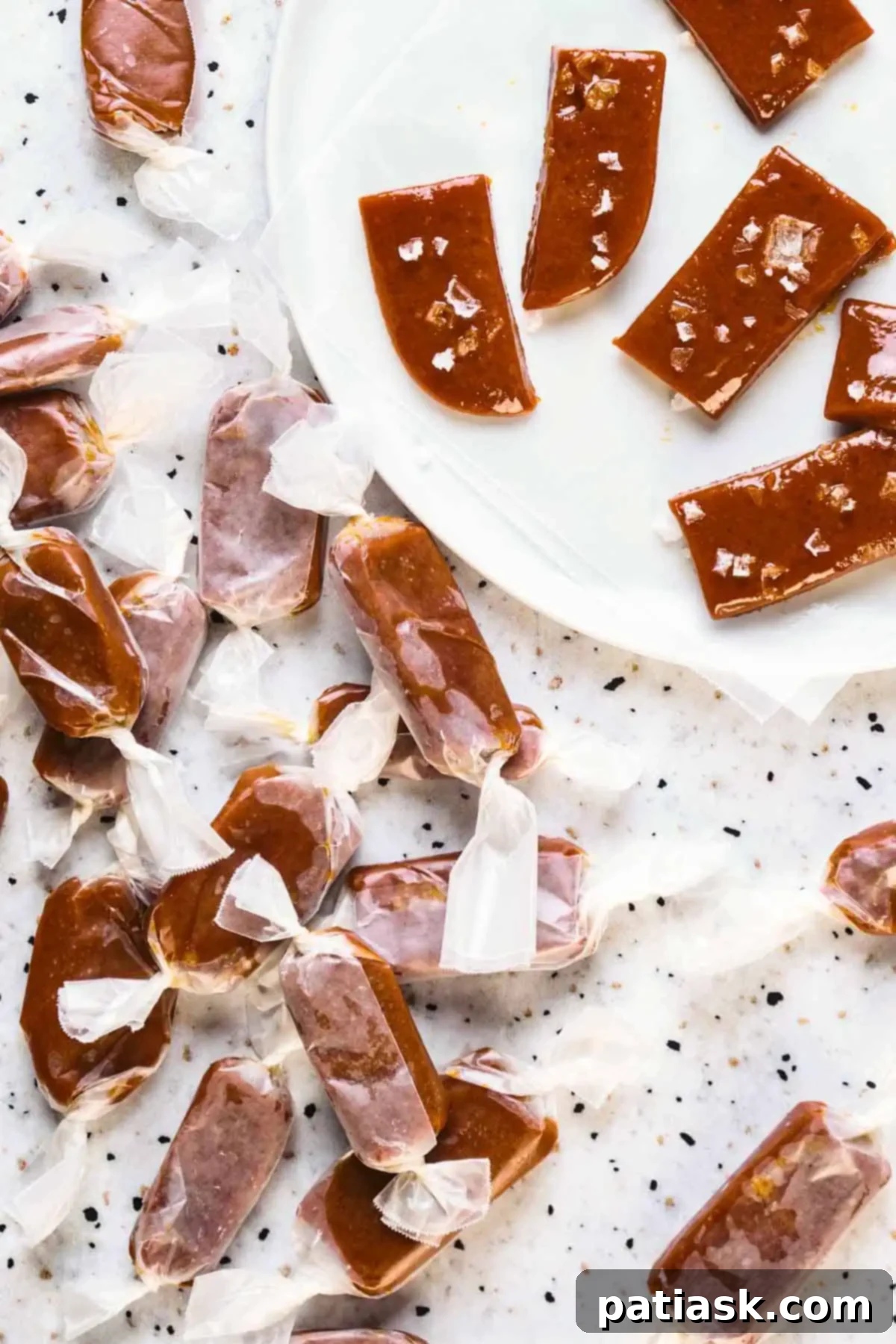 Soft and chewy homemade Sea Salted Caramels with a perfect balance of sweet and salty