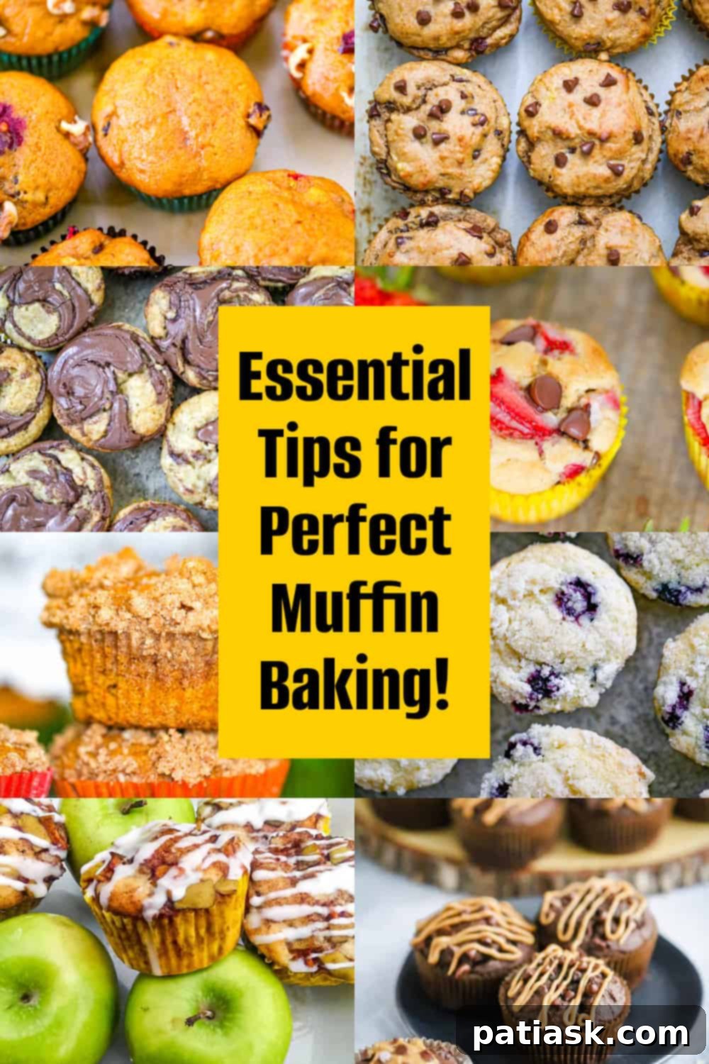 Secrets to Baking Perfect Muffins Every Time 4 Essential Tips for Perfect Muffin Baking! A close-up of freshly baked muffins on a wooden board.