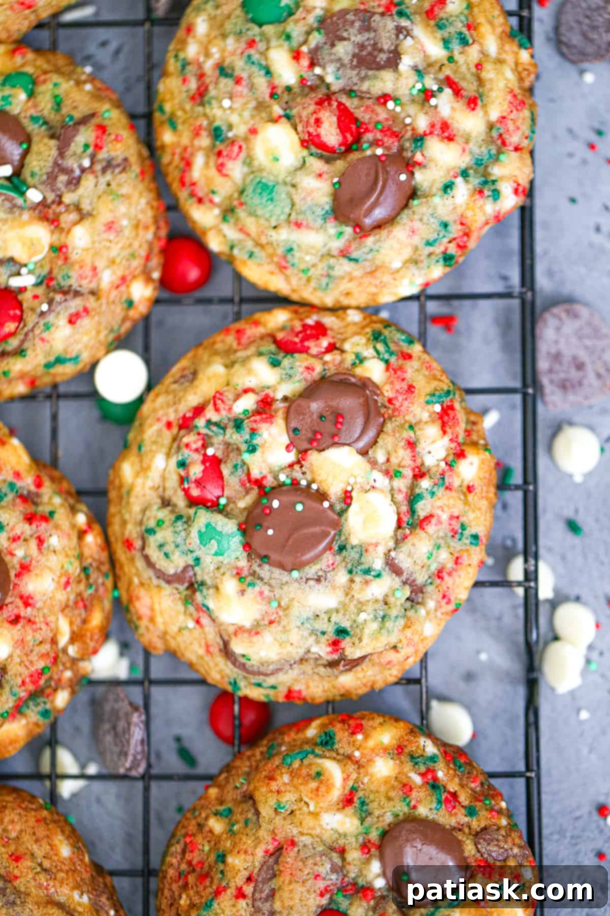 Delicious and festive Christmas Chocolate Chip Cookies, perfect for sharing during the holidays
