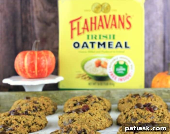 Hearty Pumpkin Chai Spiced Oatmeal Cookies