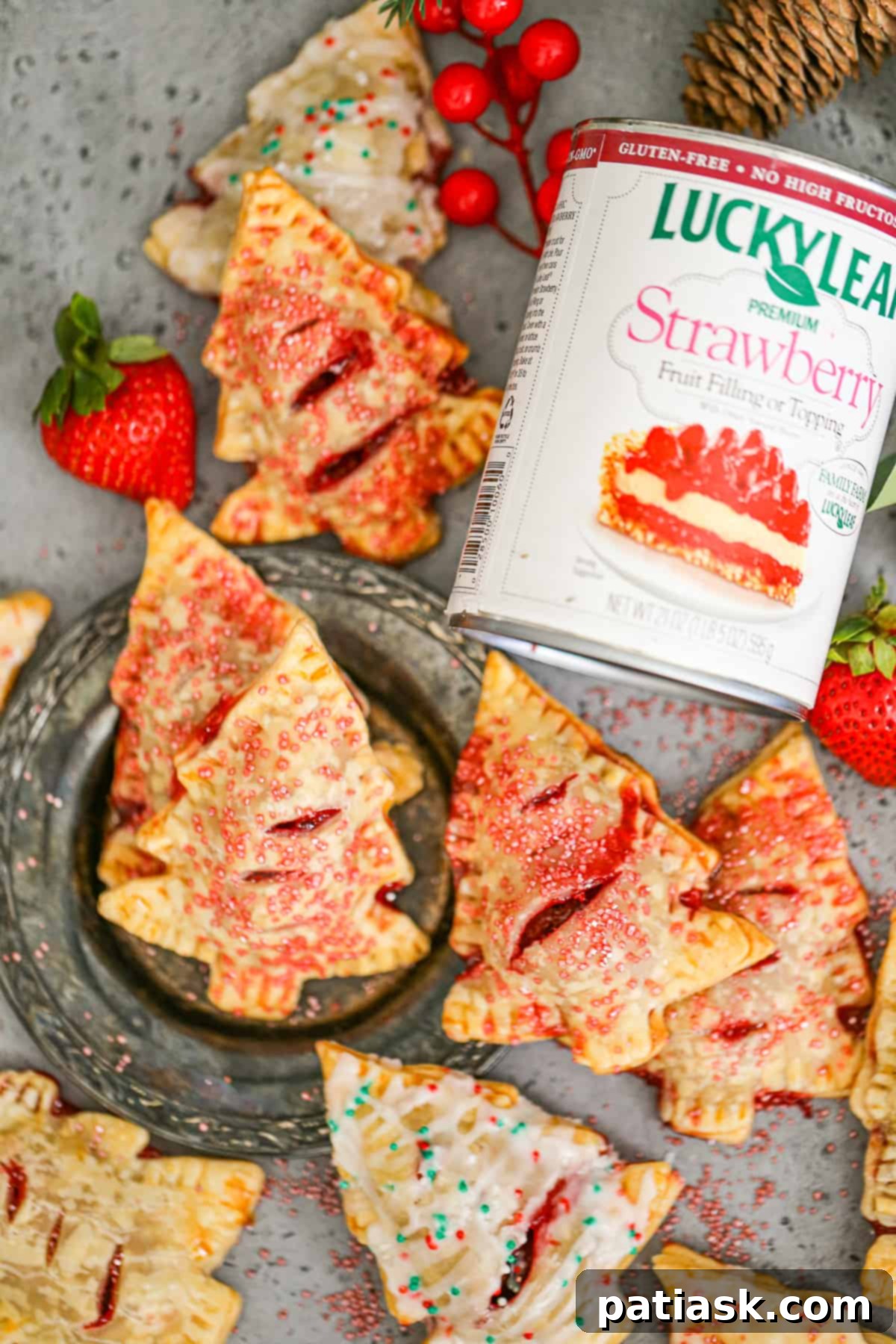 Christmas Tree Strawberry Hand Pies with Lucky Leaf
