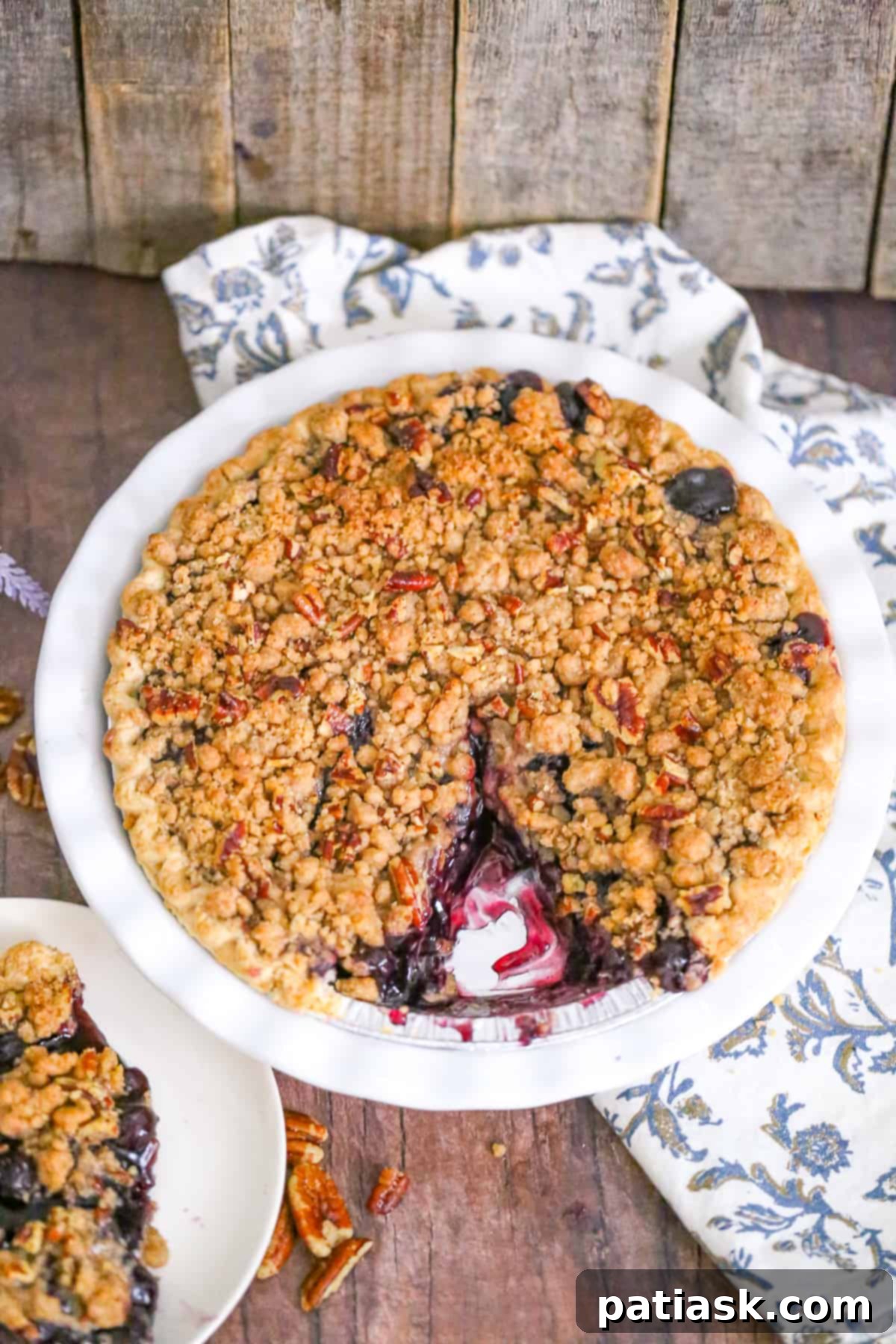 Irresistible Crumble Topping Recipe 2 Pecan Blueberry Crumble Pie with golden crumble topping