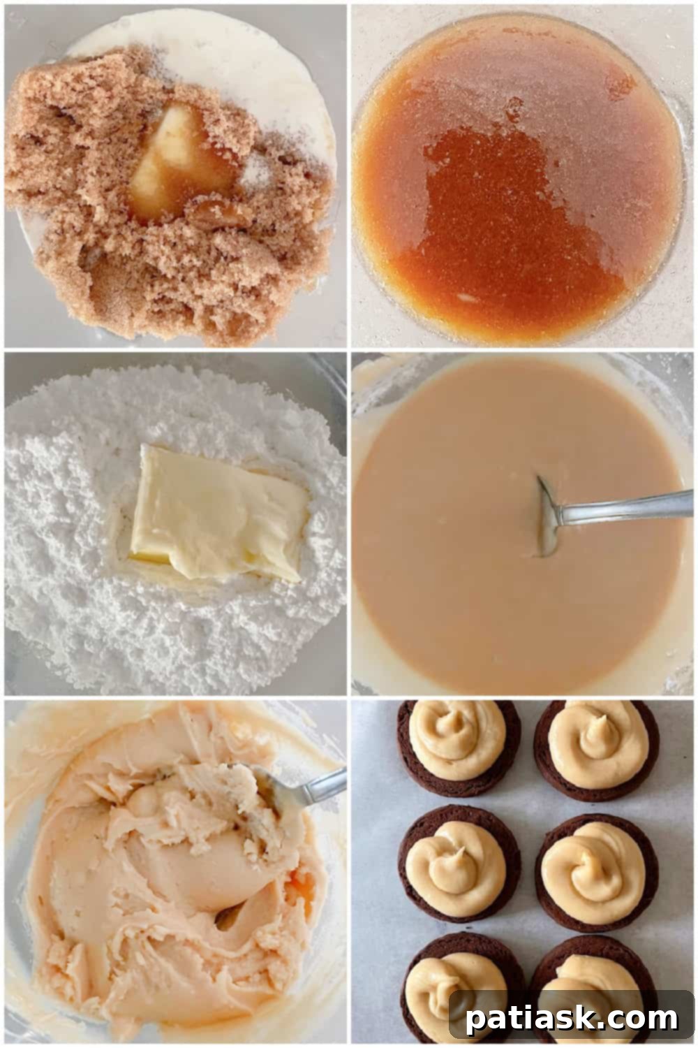 Butterscotch Chocolate Sandwich Cookies 7 Butterscotch filling piped onto a chocolate cookie