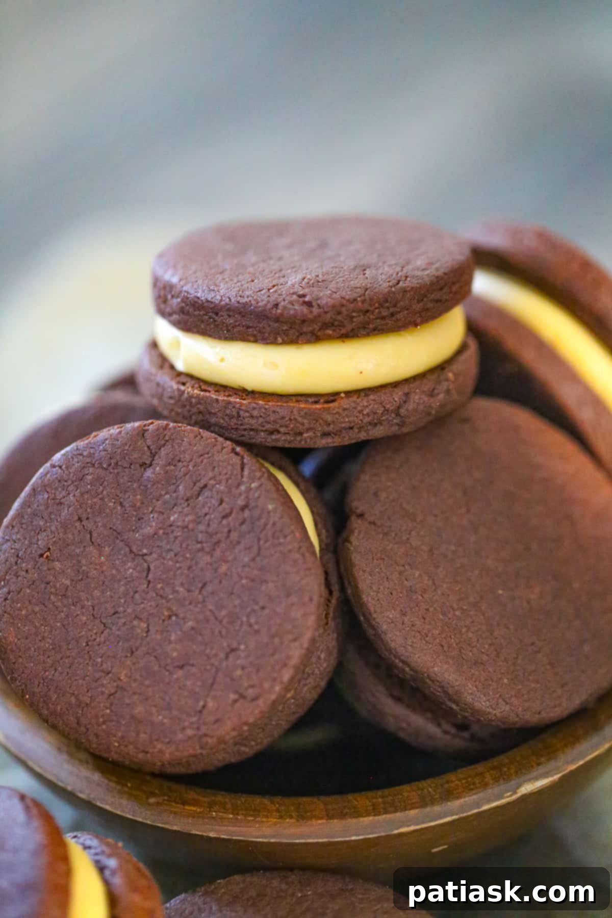 Butterscotch Chocolate Sandwich Cookies 4 Ingredients for chocolate sandwich cookies laid out on a table