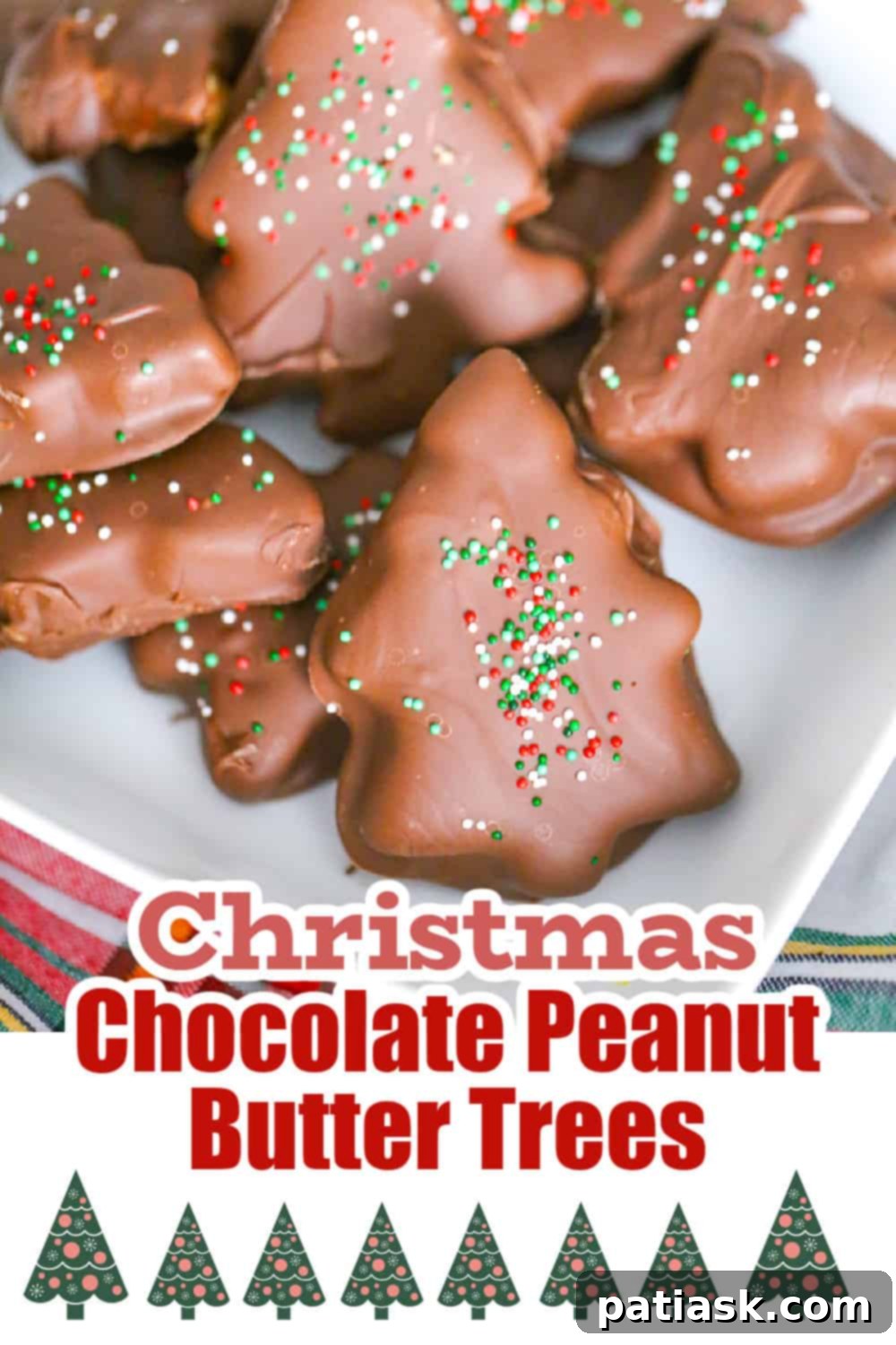 Festive Peanut Butter Chocolate Trees 8 Stack of Chocolate Peanut Butter Christmas Trees for the holidays