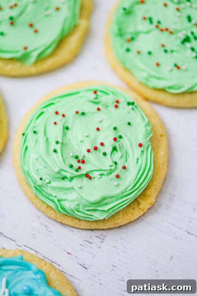 65 Festive Christmas Cookie Creations 16 Soft Sugar Cookies with white frosting and sprinkles