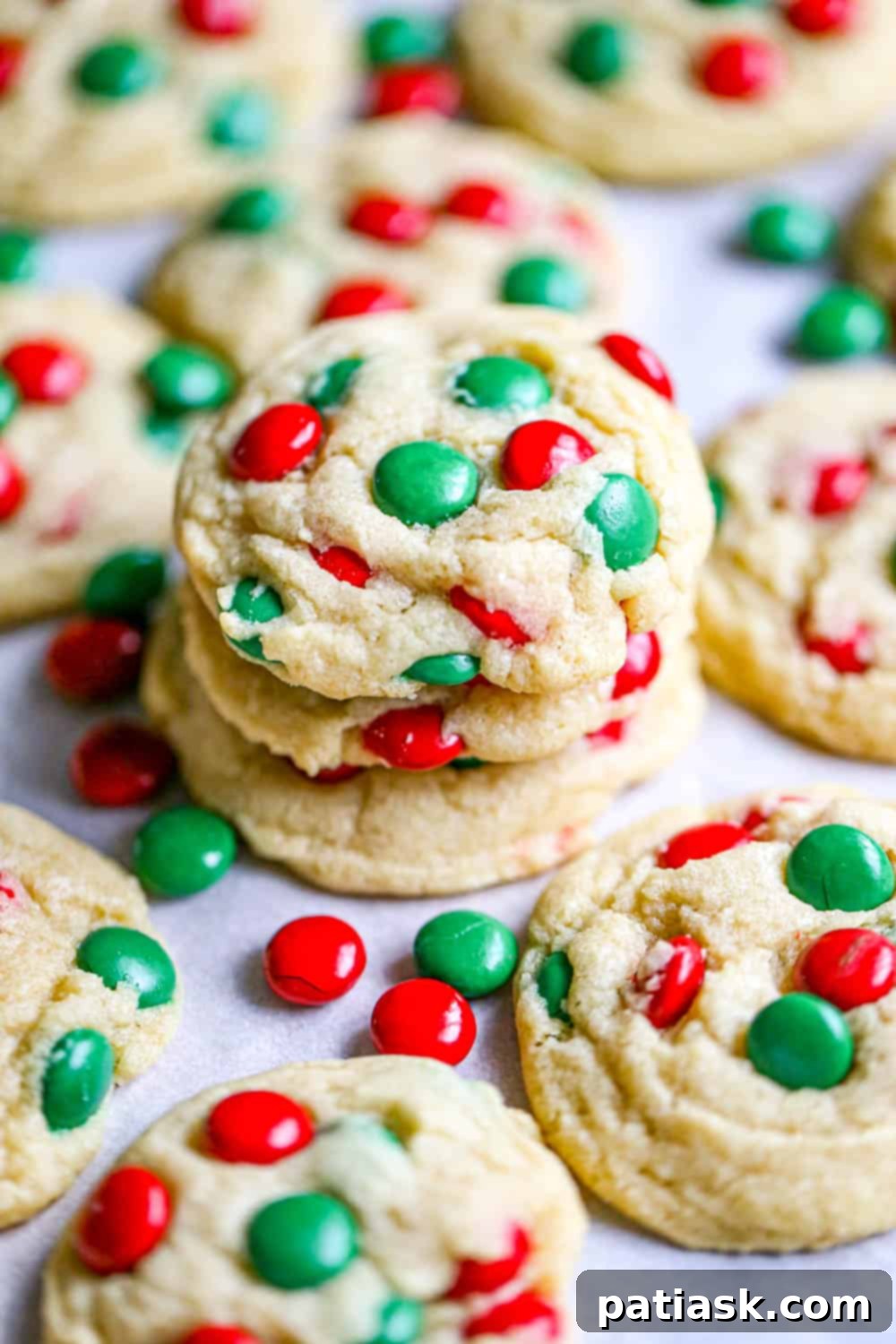 65 Festive Christmas Cookie Creations 37 M&M Christmas Cookies with red and green M&M candies