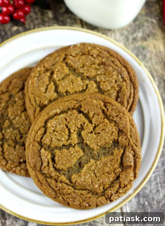 65 Festive Christmas Cookie Creations 60 Soft and Chewy Ginger Spiced Molasses Cookies, beautifully crinkled