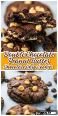 Decadent Double Chocolate Peanut Butter Cookies 8 Double Chocolate Peanut Butter Chocolate Chip Cookies