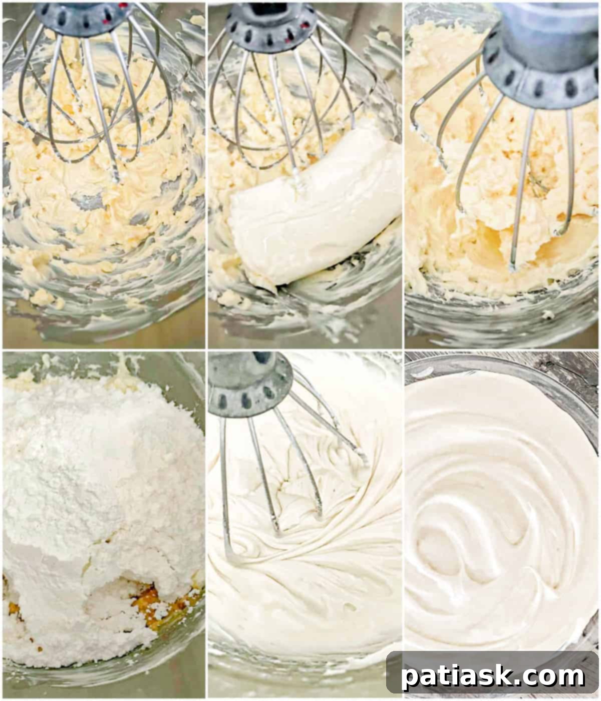 Close-up of frosted dessert, showing the smooth, rich texture of cream cheese frosting