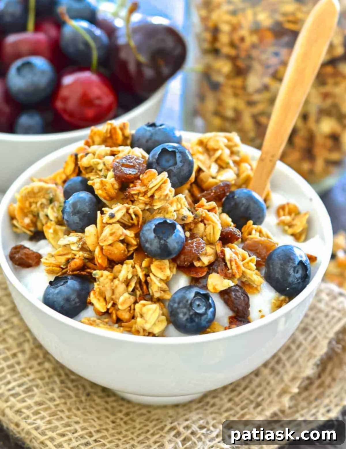 Oil-free vegan granola clusters, perfect for a healthy snack.