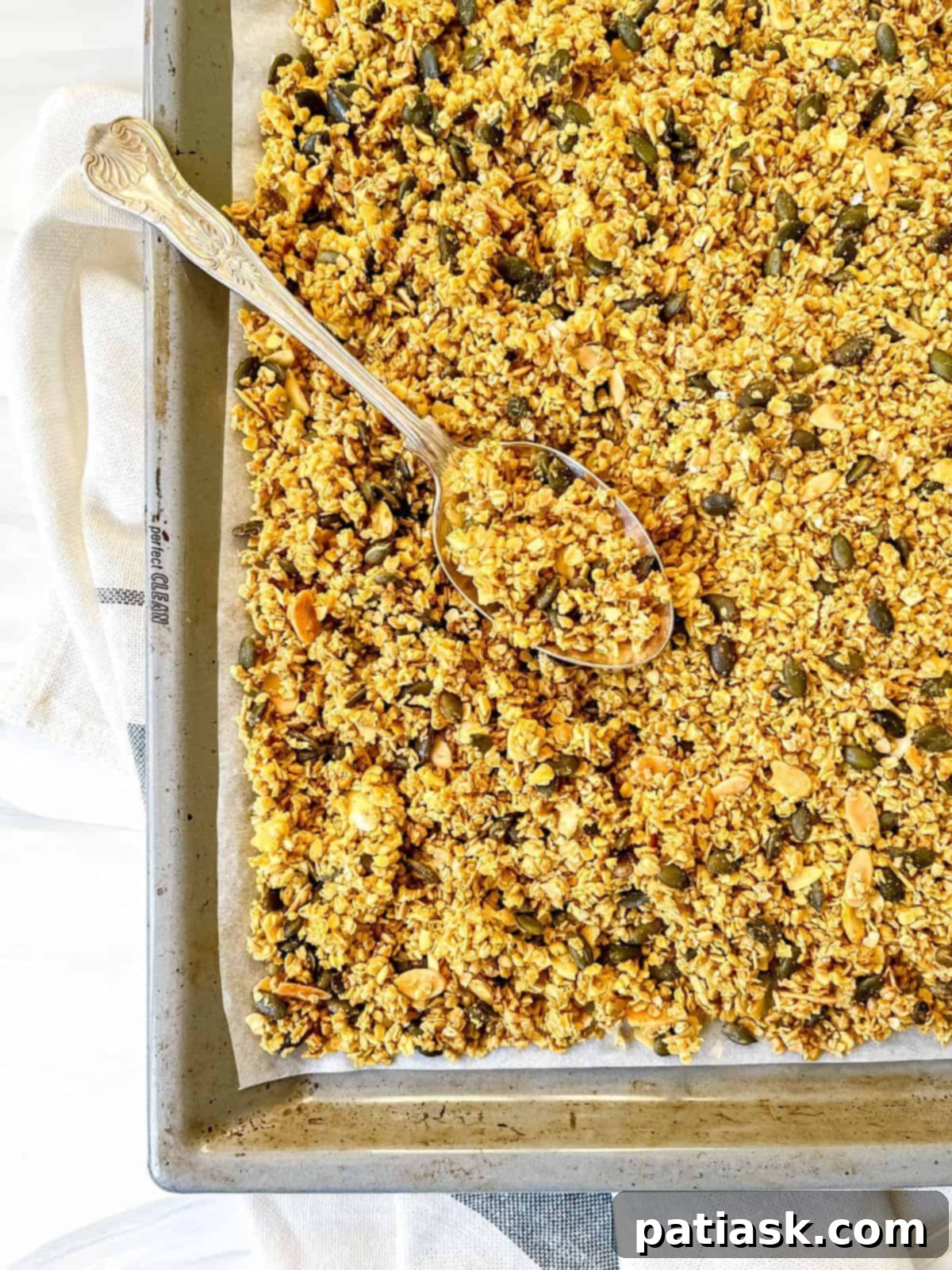 Golden ginger turmeric granola, a vegan breakfast option.