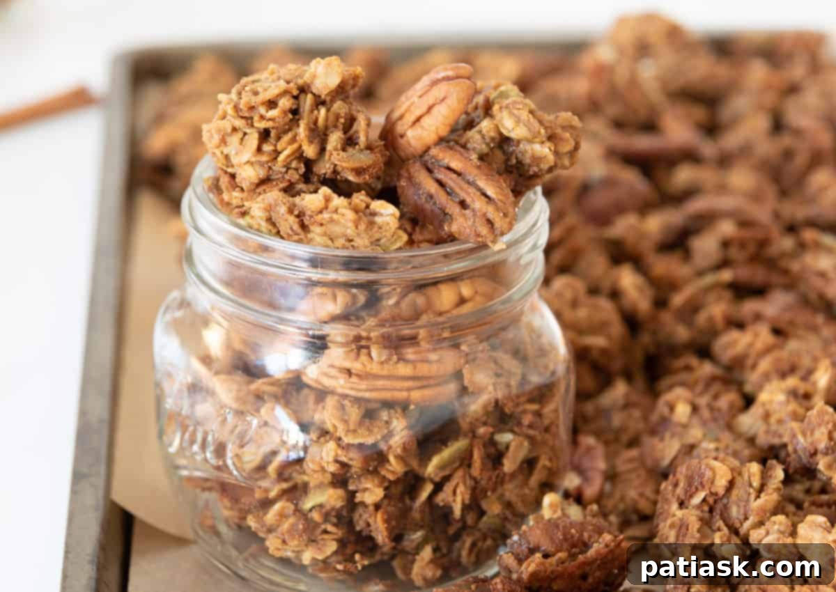 Chunky pecan maple almond butter gluten-free granola.
