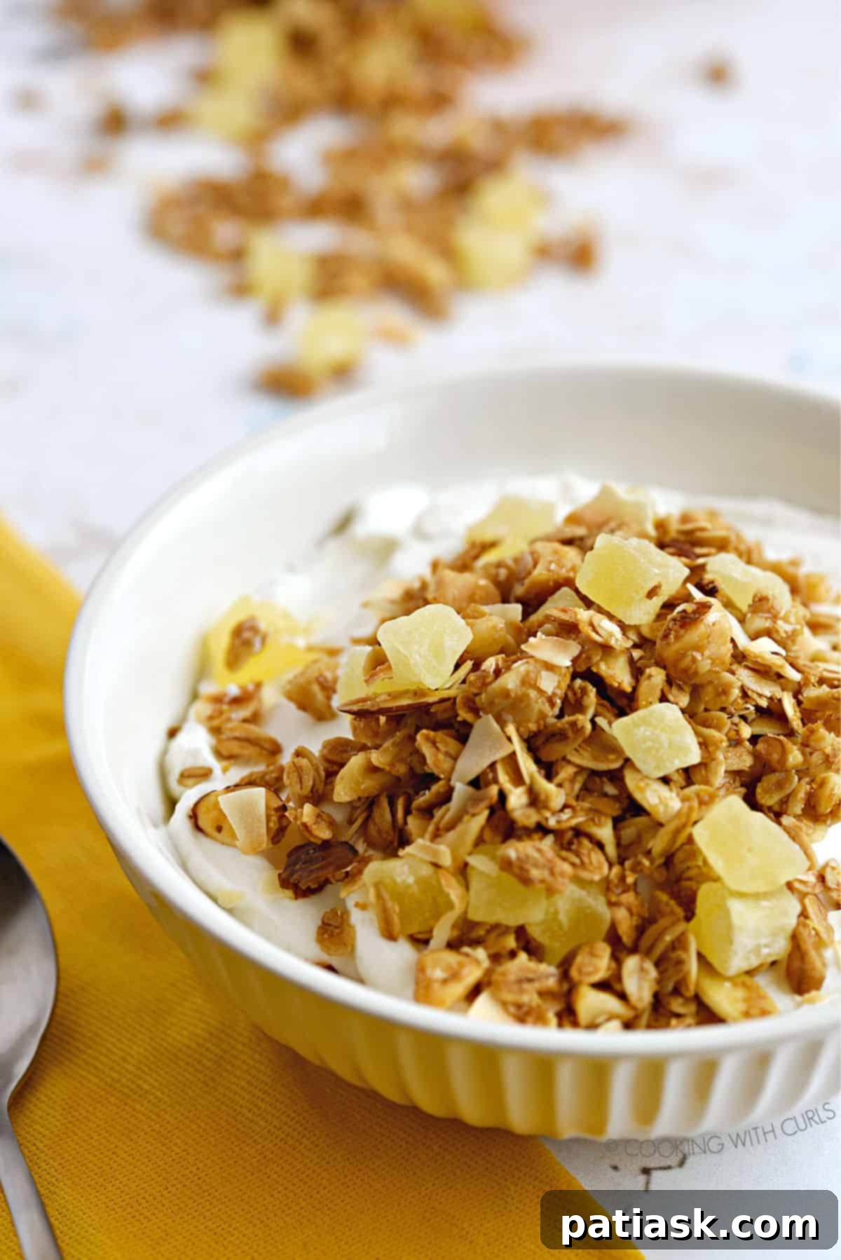 Pina Colada Granola, a gluten-free and lightly sweetened treat.