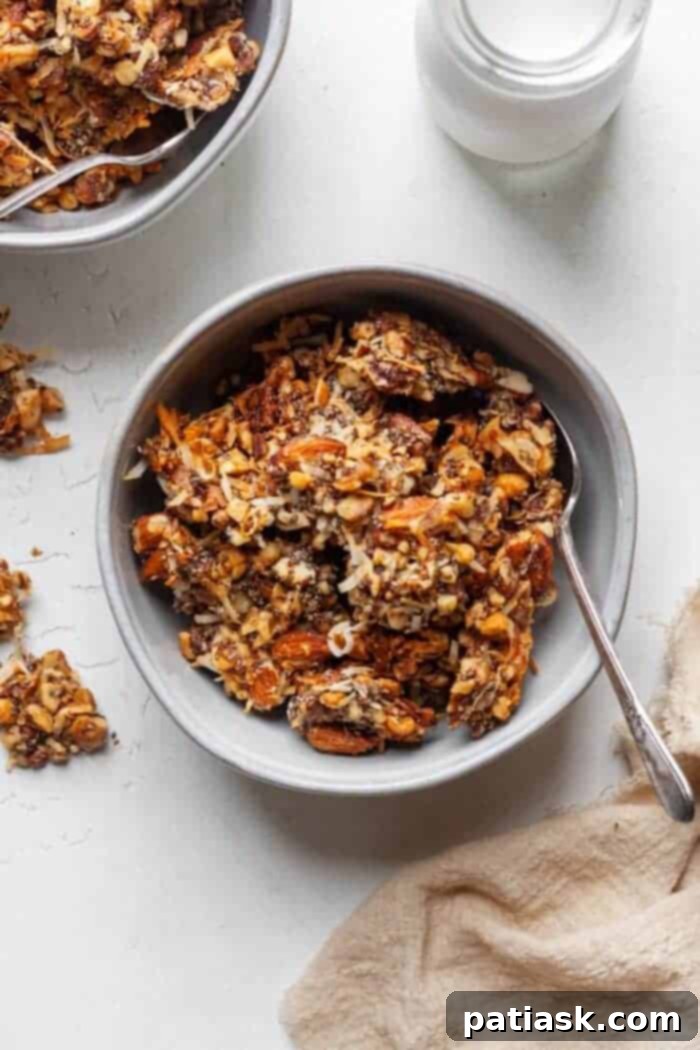 Whole30 compliant granola, crispy, crunchy, and grain-free.
