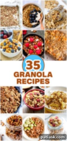 A bowl of crunchy homemade granola with fresh berries, ideal for breakfast.