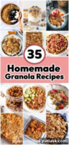 Assorted homemade granola clusters on a baking sheet, fresh from the oven.