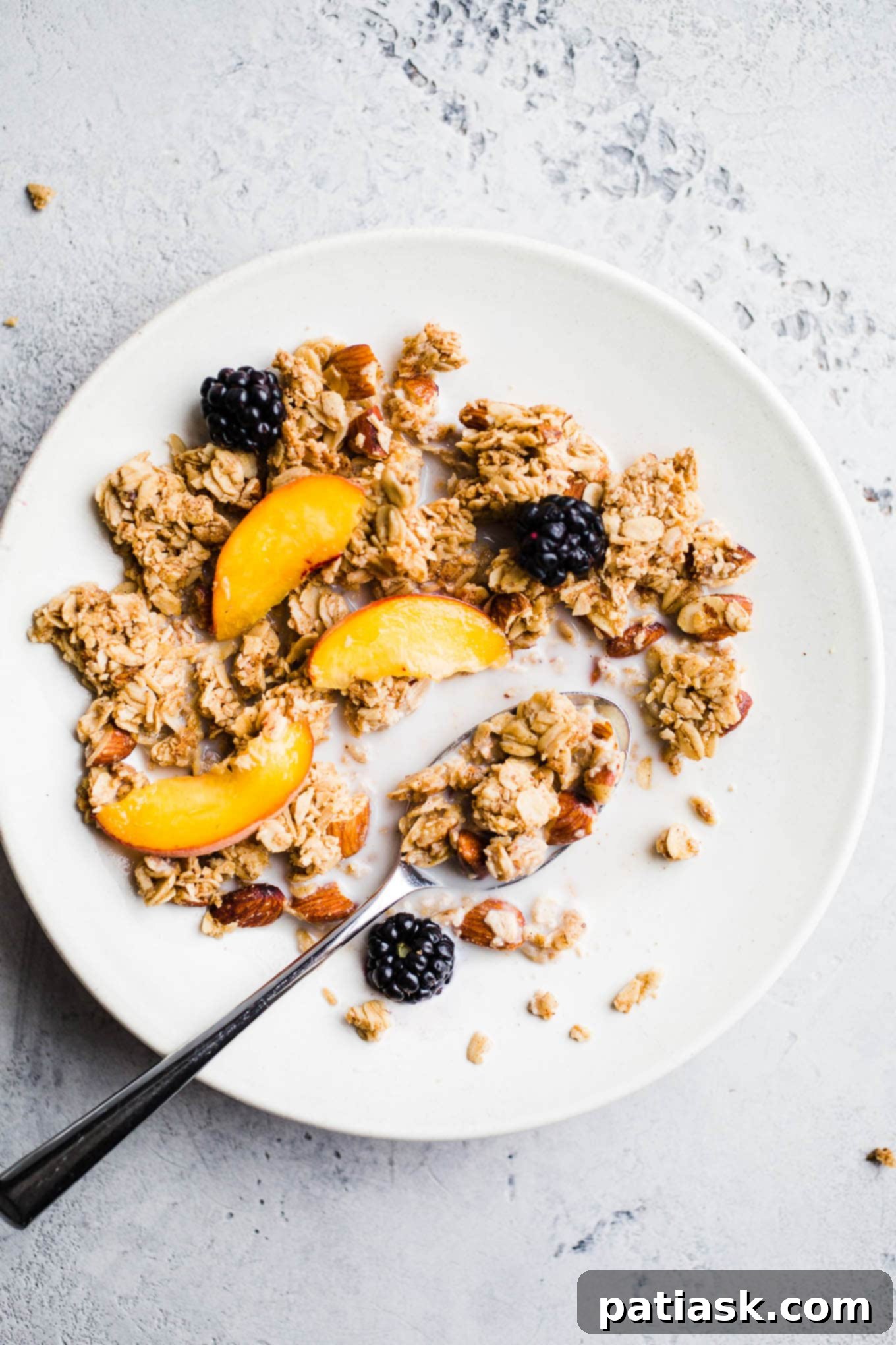 Almond butter granola clusters, full of flavor.