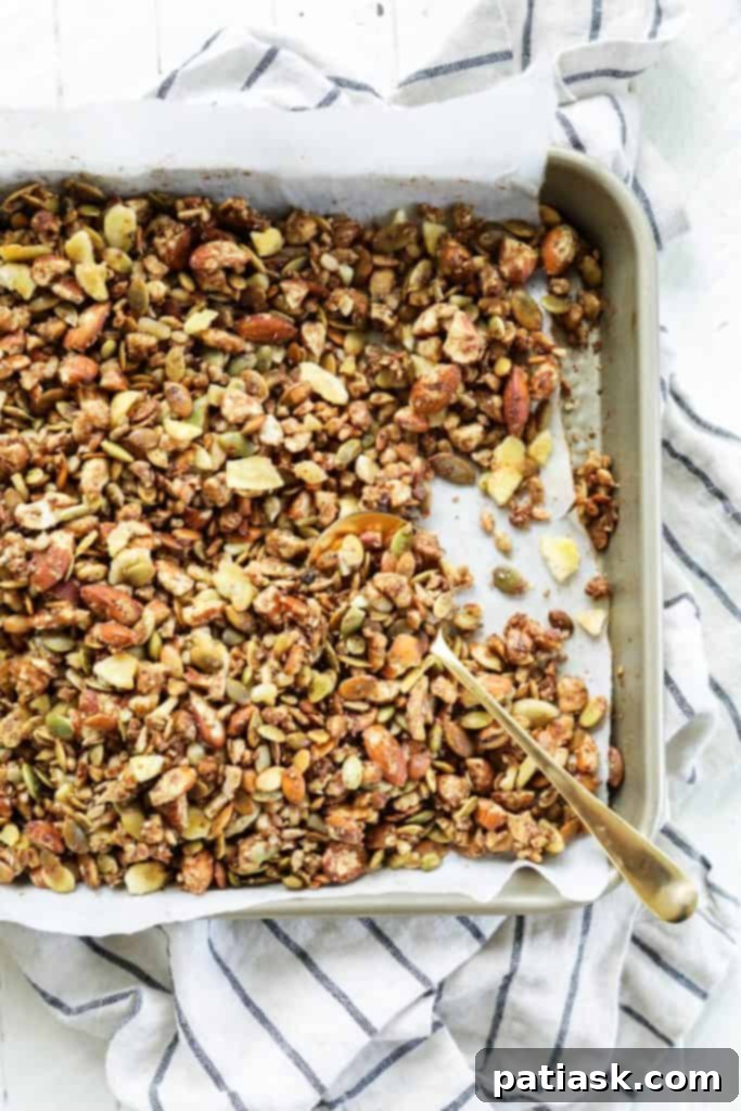 Nut and seed granola with maple syrup, grain-free.